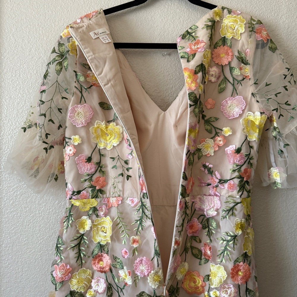 AW Bridal‎ Sz 14 Carole Dress Floral Embroidered Cream Dress - Picture 8 of 13